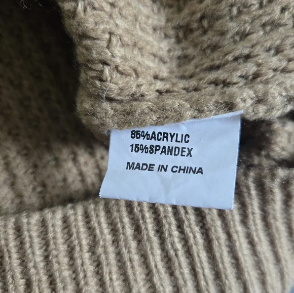 Tan Waffle Knit Crewneck Sweater - Picture 3 of 8